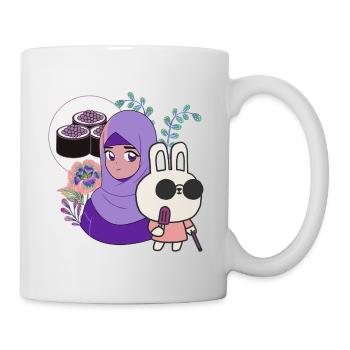 Kawaii Sushi & Hase mit Spazierstock - Tasse - Weiß - Rechts
