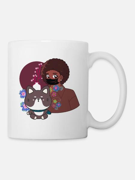 Kawaii Shiba & Blaue Prothesenpfote - Tasse - Weiß