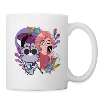 Kawaii-Selfie & Sehbehinderte Katze - Tasse - Weiß - Rechts