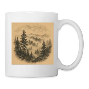 Paysage de brume forestière de Sépia - Mug blanc - blanc - Droite