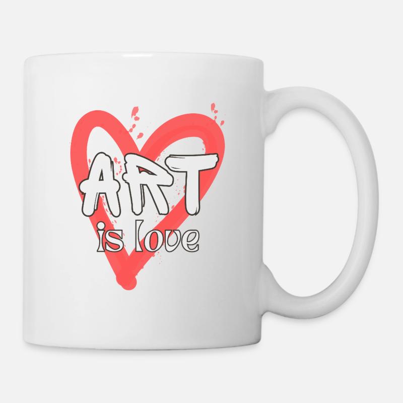 Art is Love, white on red heard - Mug - white