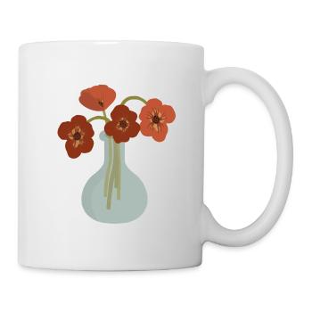 Rote Mohnvase Floral - Tasse - Weiß - Rechts