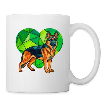 Cubist German Shepherd Heart Geometric Pet Art - Mug - white - Right