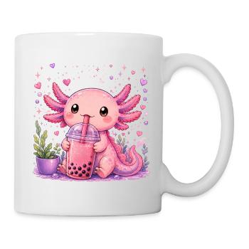 Axolot rose avec bubble tea - Mug blanc - blanc - Droite