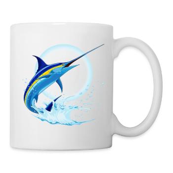 Blauer Marlin-Schwertfisch springt aus dem Ozean - Tasse - Weiß - Rechts