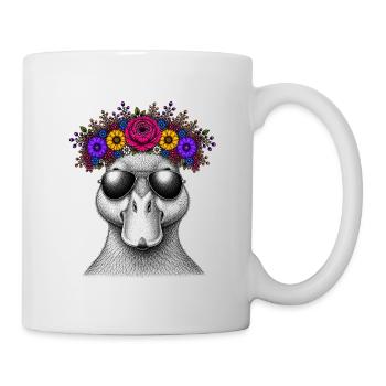 Canard avec couronne de fleurs et lunettes de soleil - Mug blanc - blanc - Droite