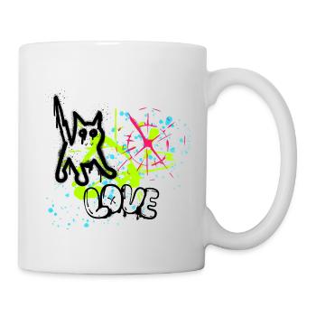 Neon Graffiti Splatter Muster - Tasse - Weiß - Rechts