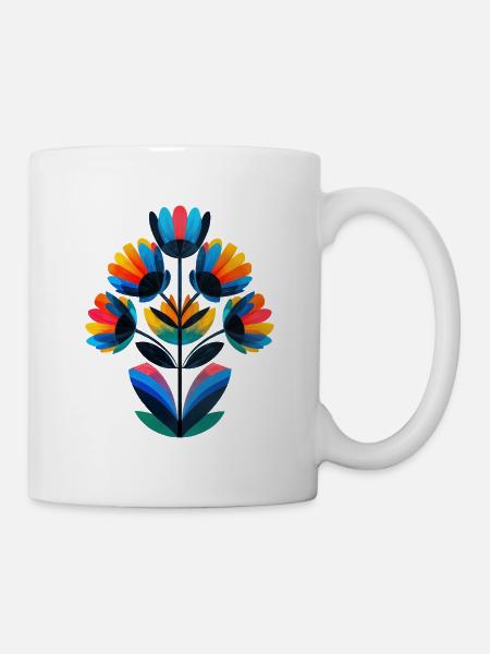 Lebendige Regenbogenblume - Tasse - Weiß