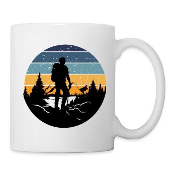 Randonneur au coucher rétro - Mug blanc - blanc - Droite