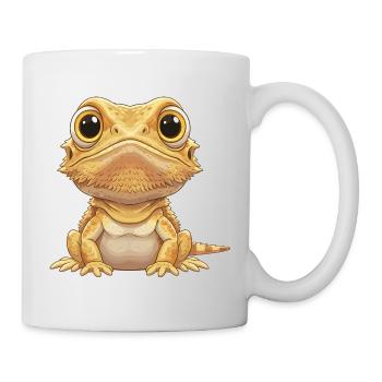 Cuddly bearded dragon – cartoon with giant eyes - Mug - white - Right