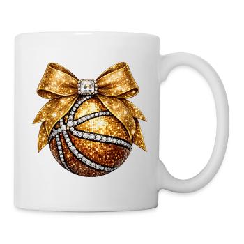 Golden Glitter und Diamond Basketball - Tasse - Weiß - Rechts