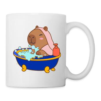 Capybara Bubble Bath Cozy Cartoon Splash & Chill - Mug - white - Right