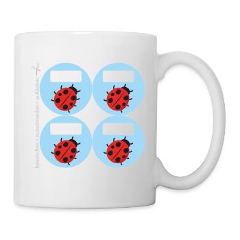 DIY Schulaufkleber Marienkäfer blau - 4 er Set - Tasse - Weiß - Rechts