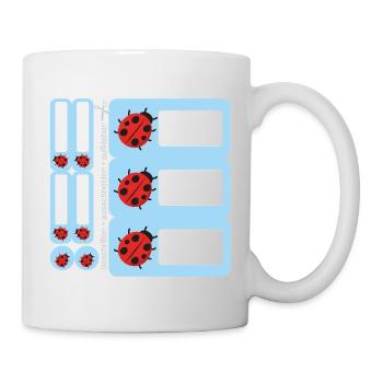 DIY Schulaufkleber Marienkäfer - 9 er Set - blau - Tasse - Weiß - Rechts