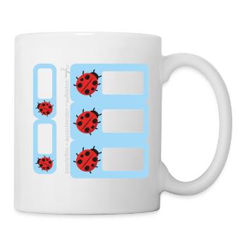 DIY Schulaufkleber Marienkäfer - 5 er Set - blau - Tasse - Weiß - Rechts