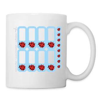 DIY Schulaufkleber Marienkäfer - blau - 16 er Set - Tasse - Weiß - Rechts