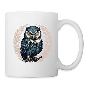 Mondnacht-Eule im Rosenkraß - Tasse - Weiß - Rechts