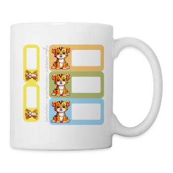 DIY Schulaufkleber Säbelzahntiger 5er Sticker-Set - Tasse - Weiß - Rechts