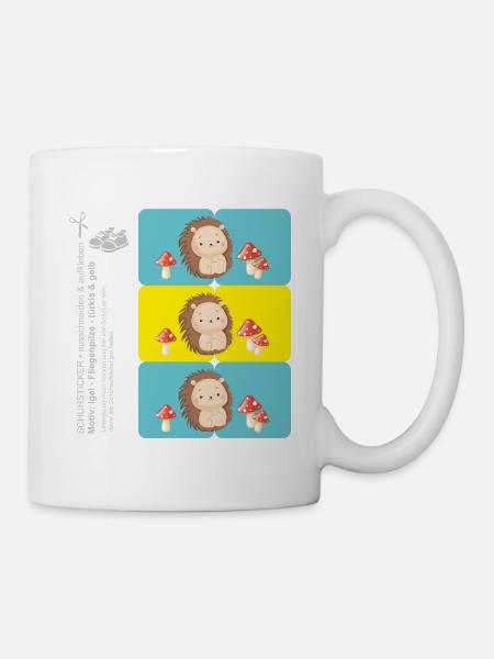 DIY - Schuhaufkleber Igel & Fliegenpilz blau gelb - Tasse - Weiß