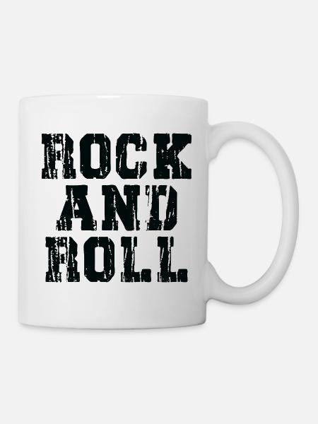 Rock'n'Roll-Distressed, fettes Typografie-Design - Tasse - Weiß