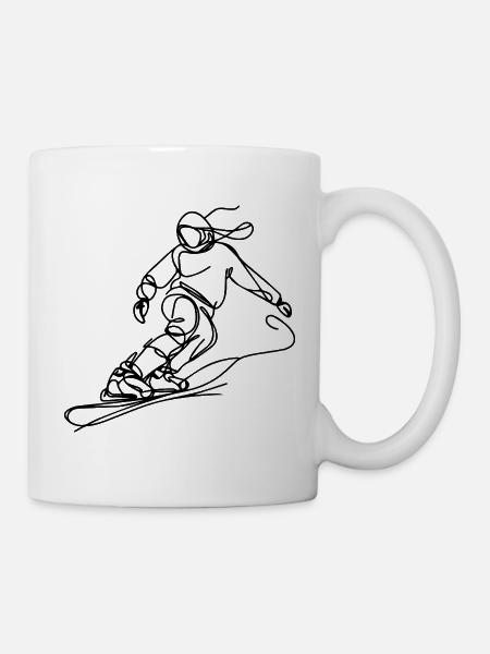Snowboarder Zeichnung - Tasse - Weiß
