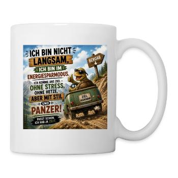 Energiesparmodus Panzer Ausflug - Tasse - Weiß - Rechts