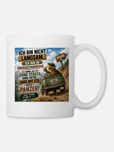 Energiesparmodus Panzer Ausflug - Tasse - Weiß
