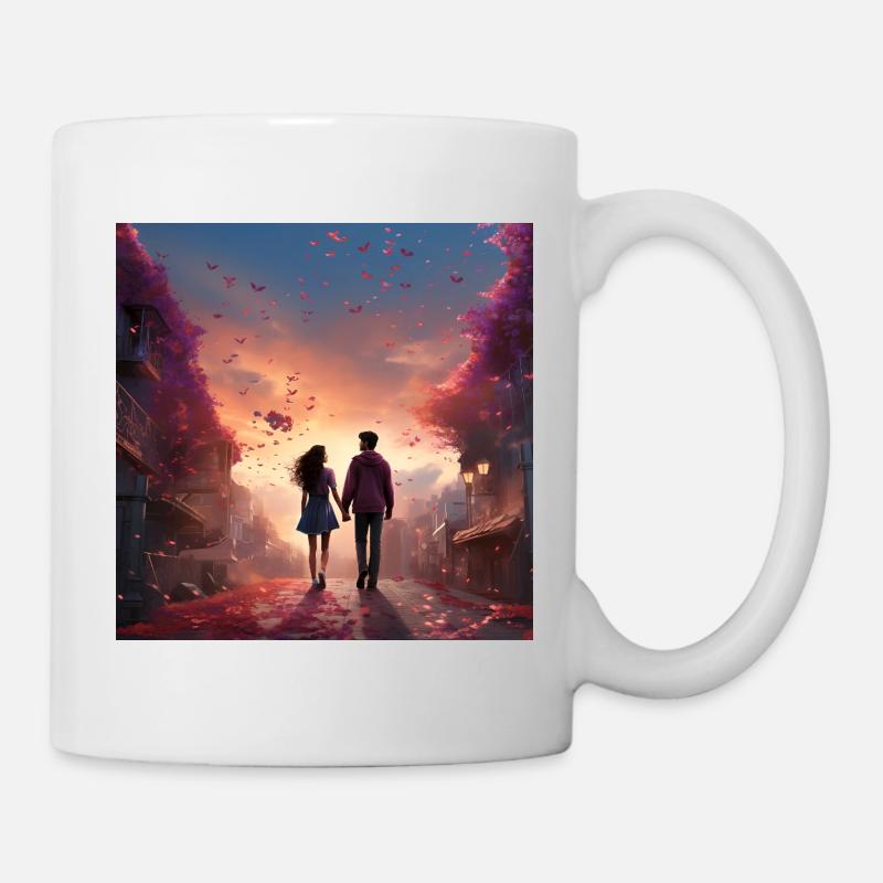Abendliche Liebeswanderung - Tasse - Weiß