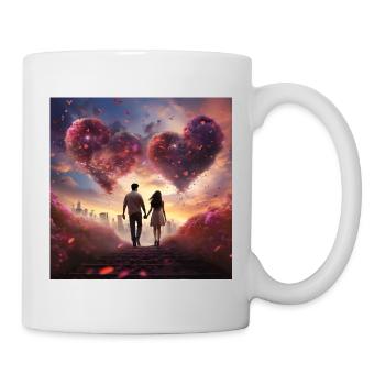 Nuage de cœur dans la lumière du soir - Mug blanc - blanc - Droite