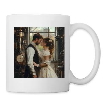 Steampunk Romantik: Liebespaar im Labor - Tasse - Weiß - Rechts