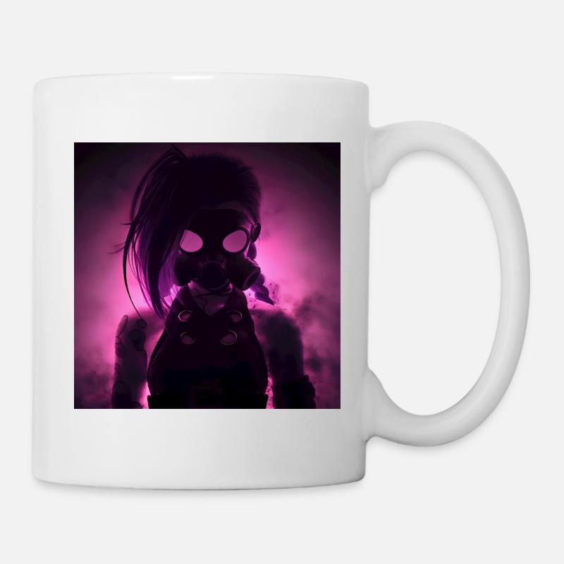Neon gas mask in night light - Mug - white