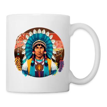 Mächtiges Porträt des indianischen Häuptlings - Tasse - Weiß - Rechts