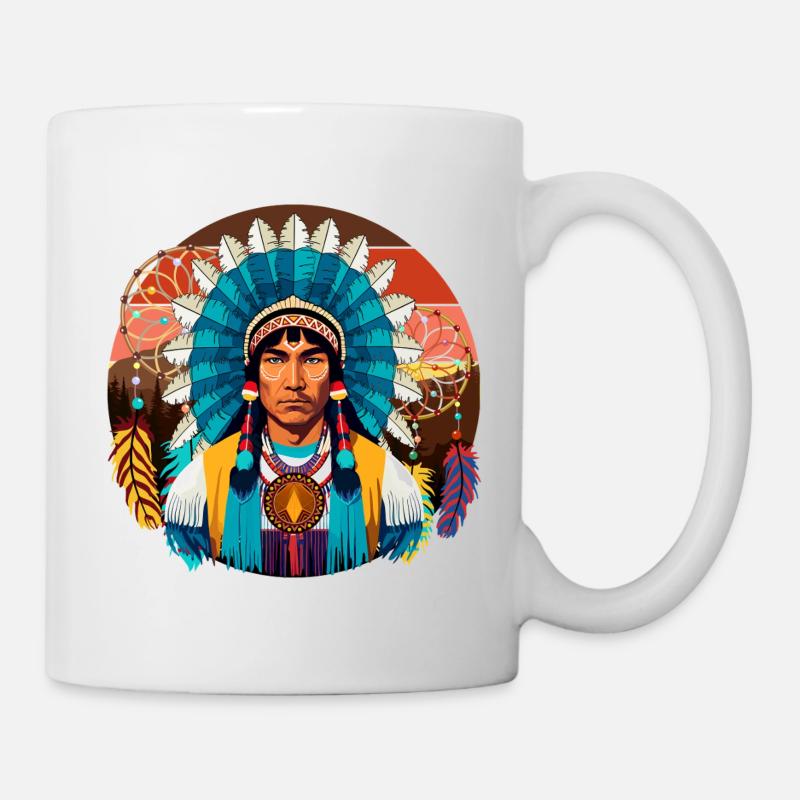 Portrait puissant du chef amérindien - Mug blanc - blanc
