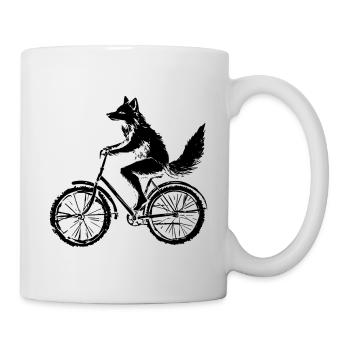 Lustiges Fahrrad Fuchs - Tasse - Weiß - Rechts