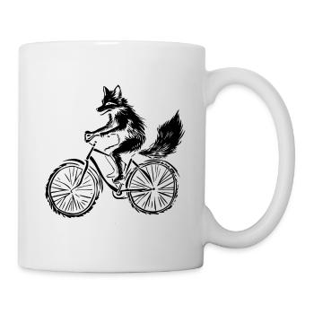 Lustiges Fahrrad Fuchs - Tasse - Weiß - Rechts