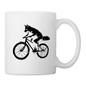 Le renard cycliste drôle - Mug blanc - blanc - Droite