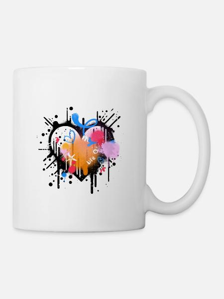 Lebenslust Graffiti Farbenspiel - Tasse - Weiß