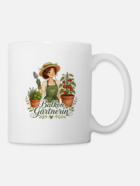 Balkon Gärtnerin - Tasse - Weiß