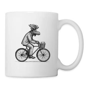 Elch im Anzug Radfahren - Tasse - Weiß - Rechts