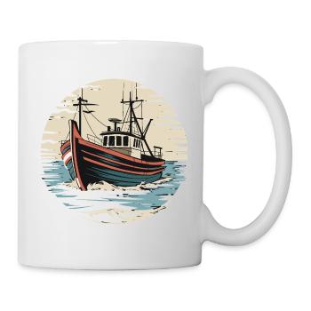  Fischerboot Auf Hoher See Vintage Seemann Maritim - Tasse - Weiß - Rechts