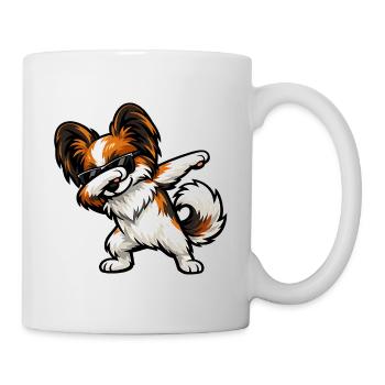 Dabbing Schmetterlingshund - Tasse - Weiß - Rechts