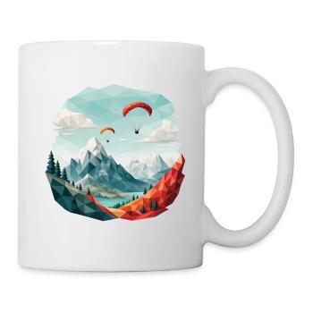 Paragliding Mountain Landscape Polygon Art - Mug - white - Right