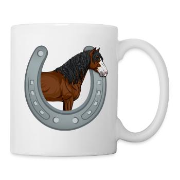 Der Kopf des Abaco-Pferdes im Hufeisen - Tasse - Weiß - Rechts