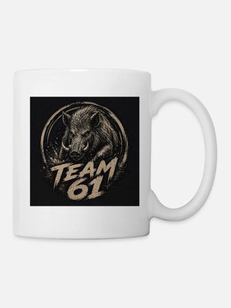 Team 61 Wildschwein Kraftlogo - Tasse - Weiß