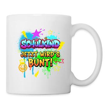 Schulkind Jetzt wird's bunt! - Graffiti Design - Tasse - Weiß - Rechts