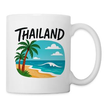 Motif thaïlandais avec mer et palmiers - Mug blanc - blanc - Droite