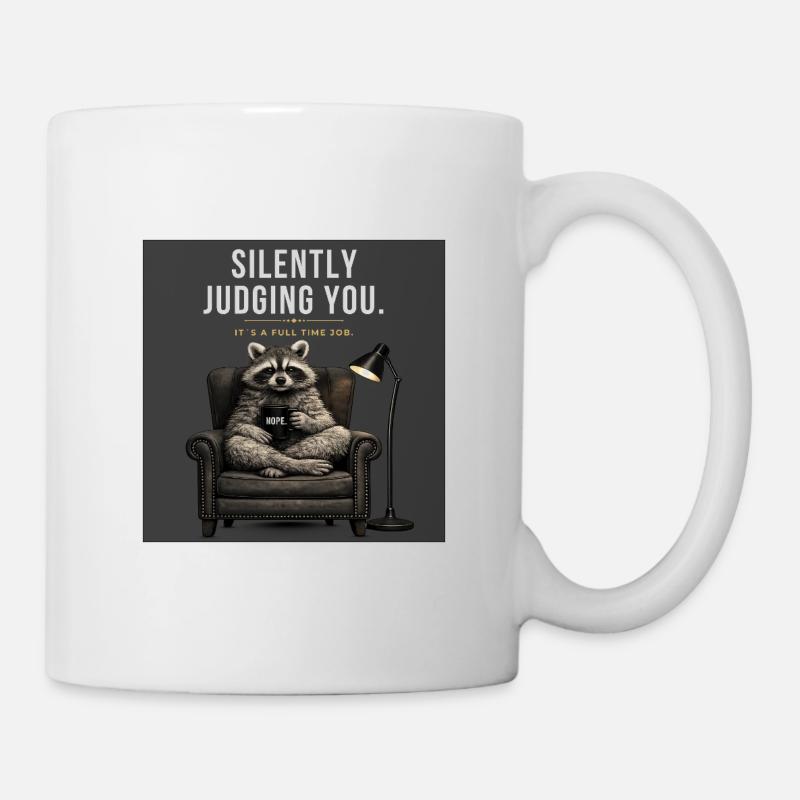 Te juger silencieusement comme mème de raton laveur - Mug blanc - blanc