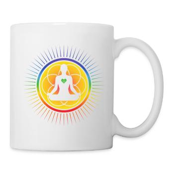 Symbole de l'aura et du chakra avec les 7 couleurs des chakras - Mug blanc - blanc - Droite