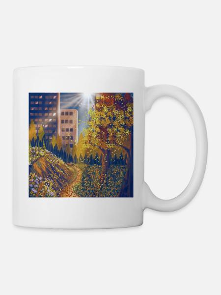 Itinéraire d’automne entre la ville et le parc - Mug blanc - blanc