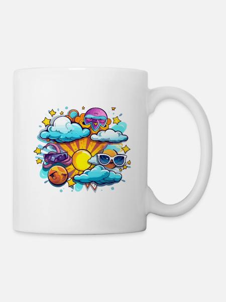 Sonnenfreuden im Wolkenkreis - Tasse - Weiß